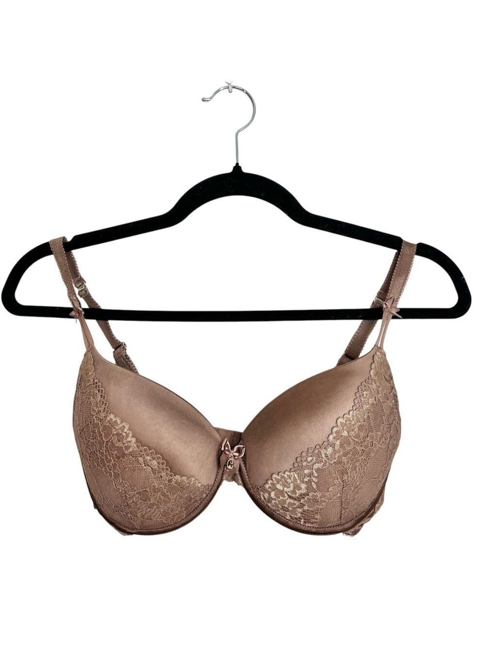 Charade by Change Denmark taupe brown padded push up underwire bra 30 E / DD